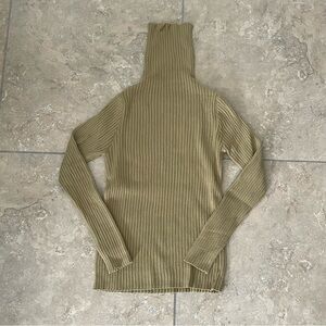 Olive Ribbed Turtleneck Sweater